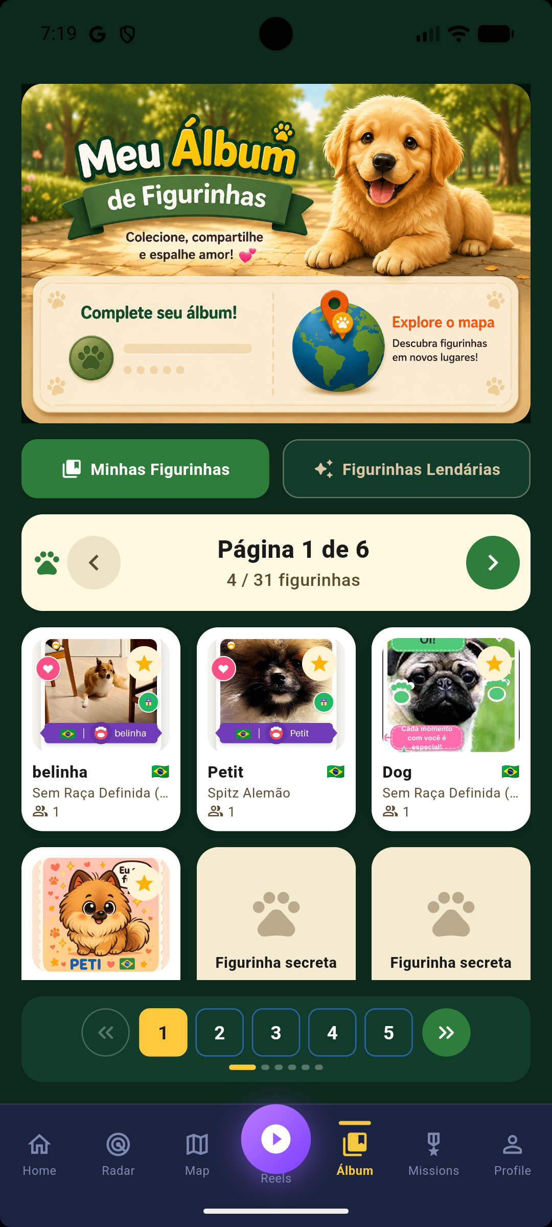 Álbum de figurinhas do GetDog