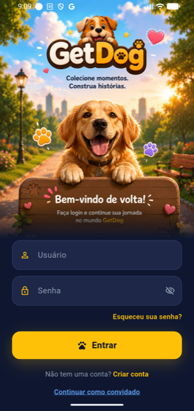 Tela de entrada do GetDog