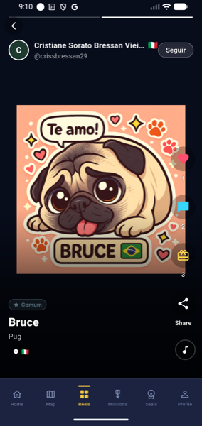 Reels do GetDog — figurinha IA de Bruce o Pug
